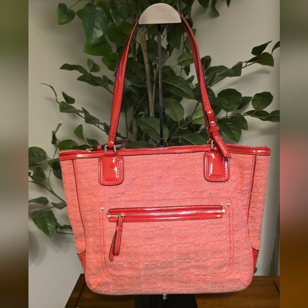 Coach Poppy Signature Oxford Tote in Tomato